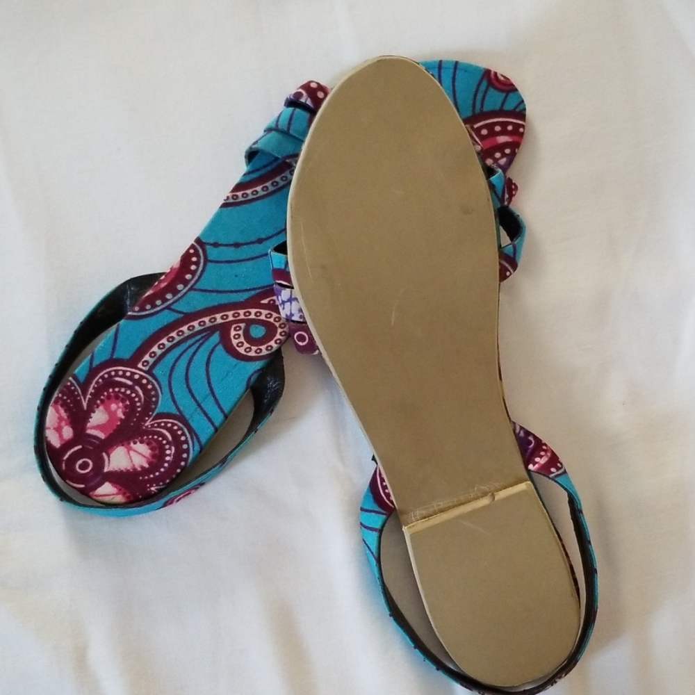African hand made fabric slipprrs - Picture 3 of 5